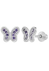 extraordinary mini cz butterfly silver earrings for babies